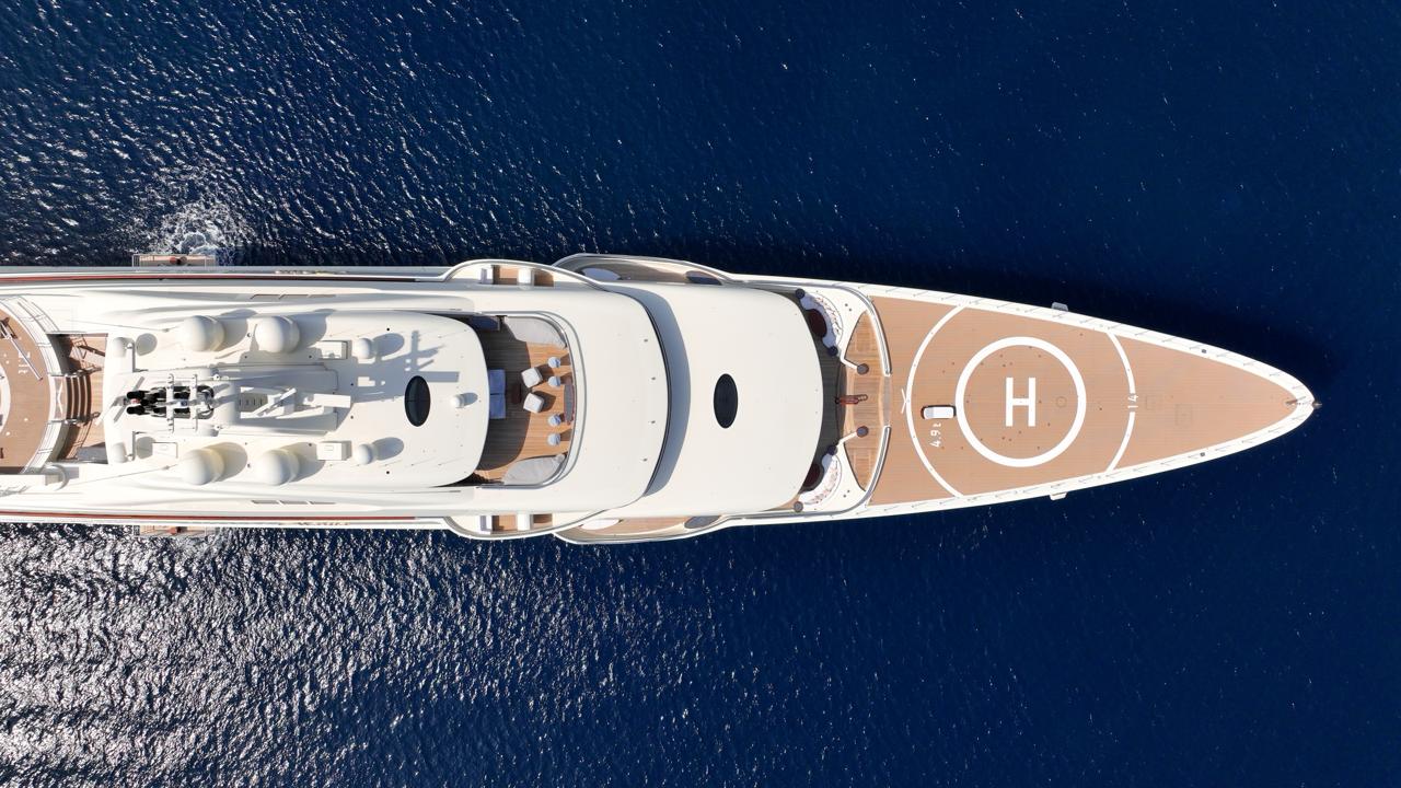 Superyacht aerial view